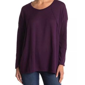 Forgotten Grace Shirt Size S Scoop Neck Long Sleeve Soft Pullover Side Slit